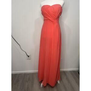 Lulus Strapless Coral Pink Long Formal Maxi Dress Size Small